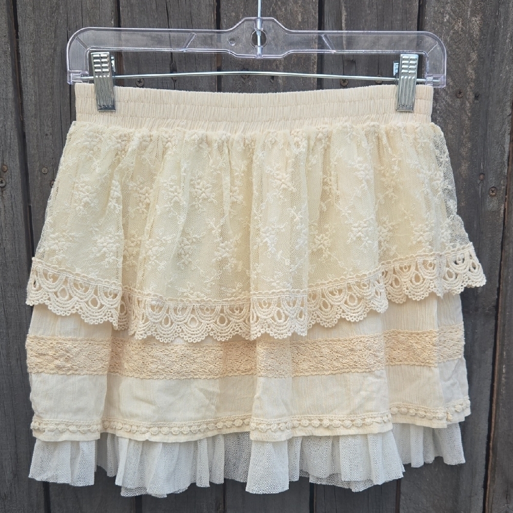 Miss Me Cream Lace Skirt Xl Girl
